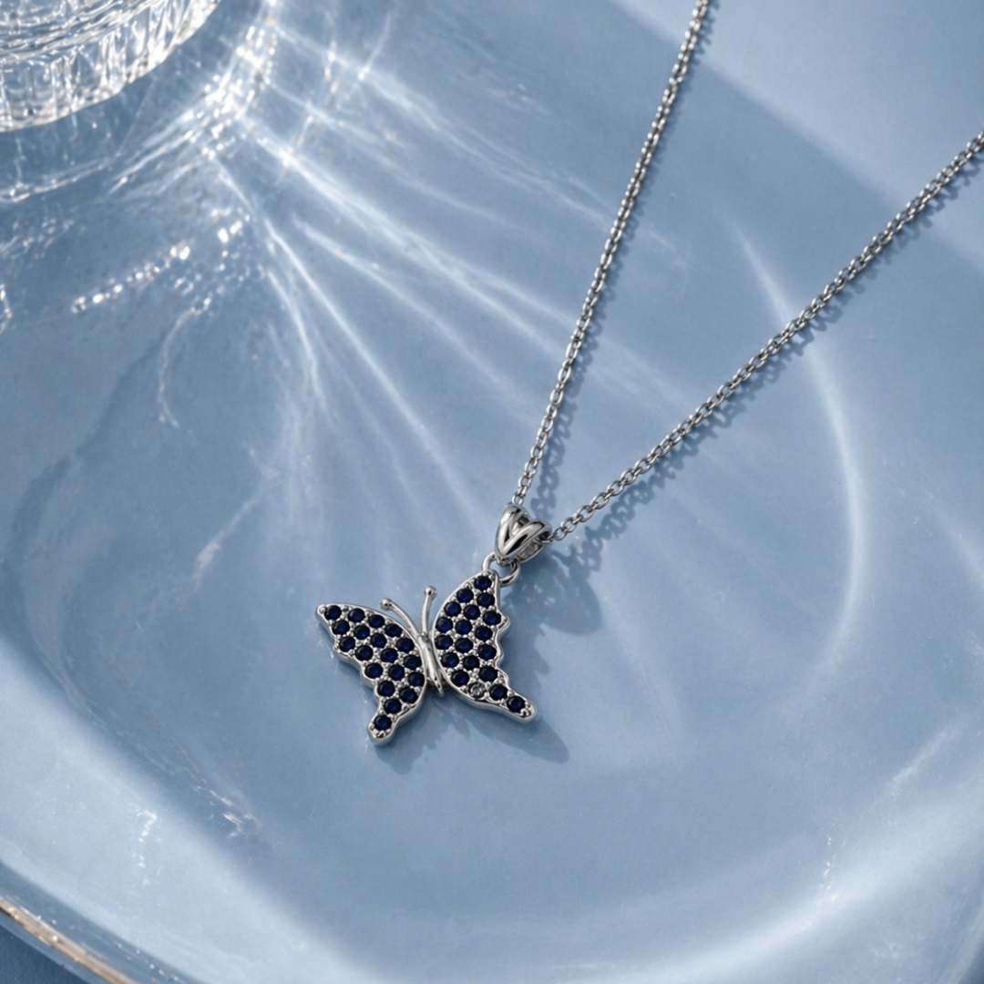 Blue Butterfly Necklace