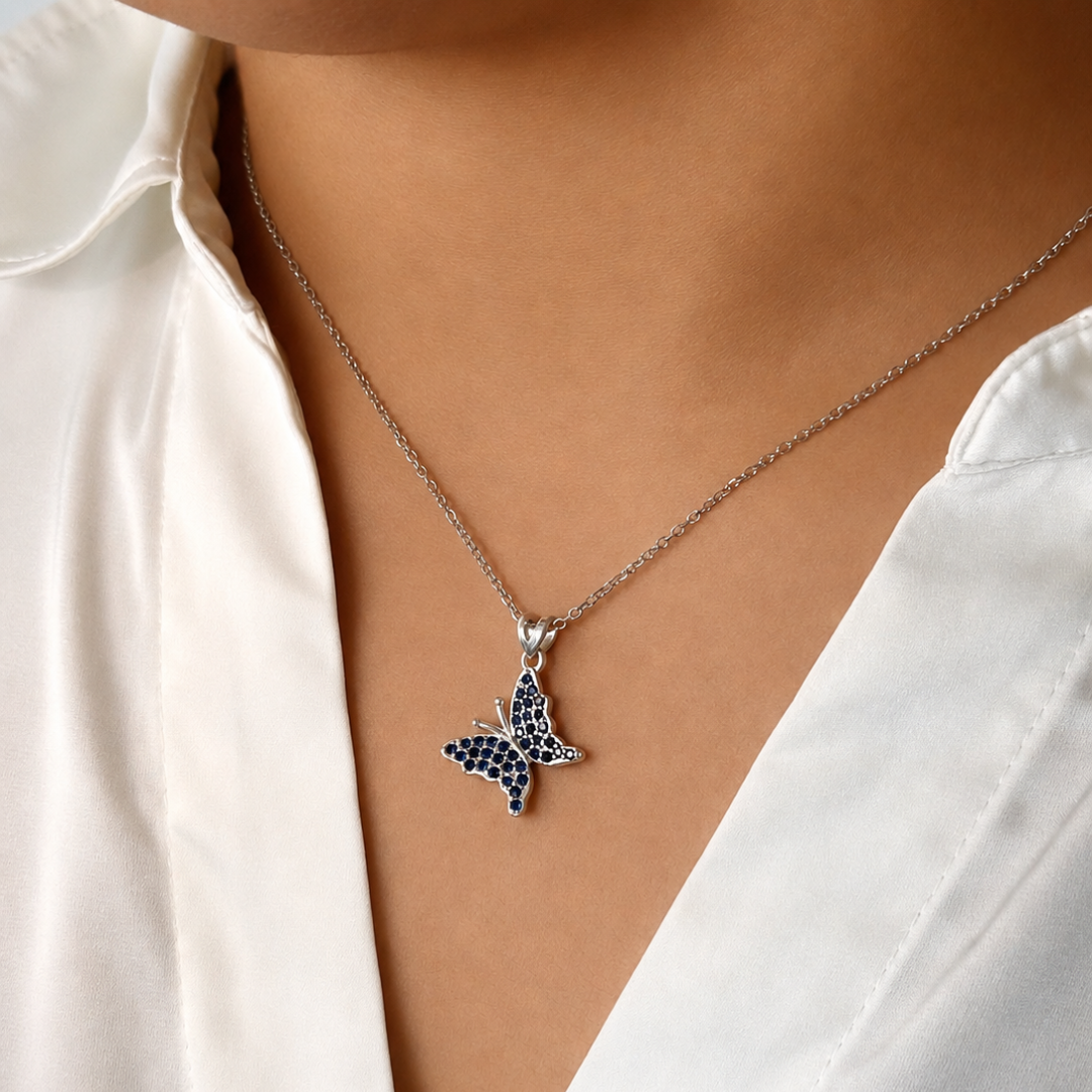 Blue Butterfly Necklace