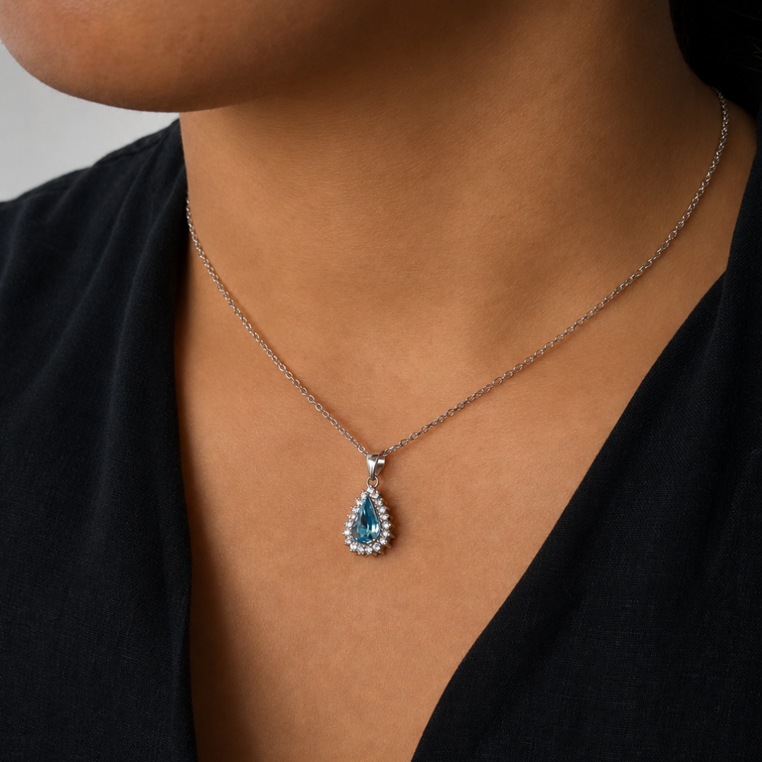 Blue Teardrop Necklace