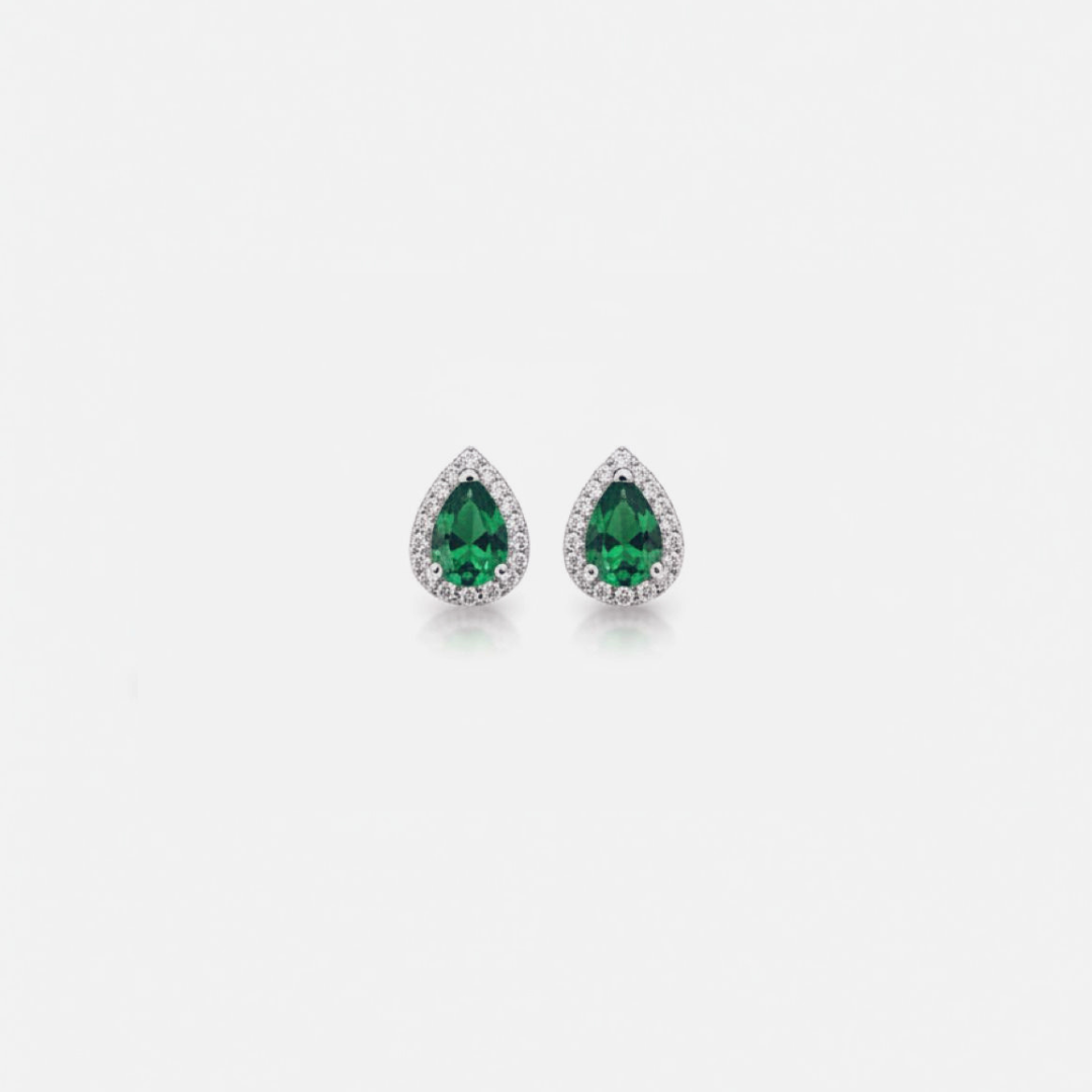 Green Teardrop Studs
