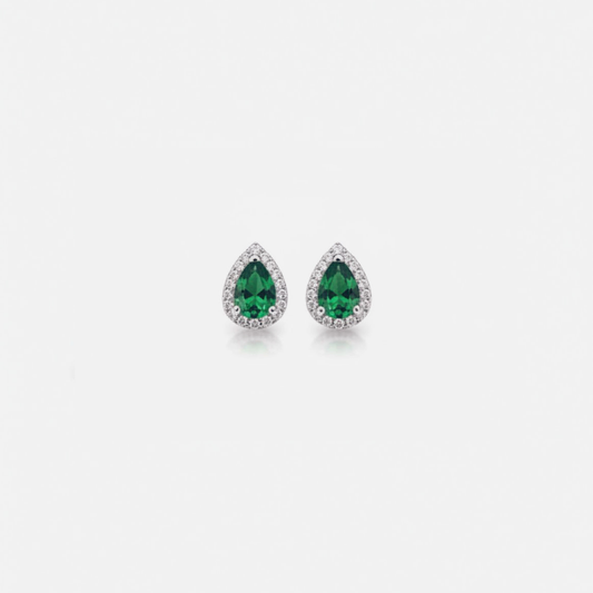 Green Teardrop Studs