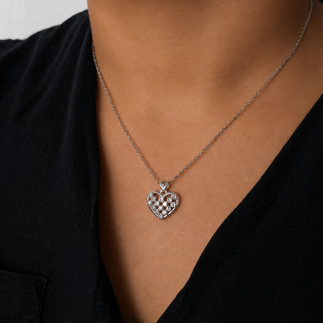 White Heart Necklace
